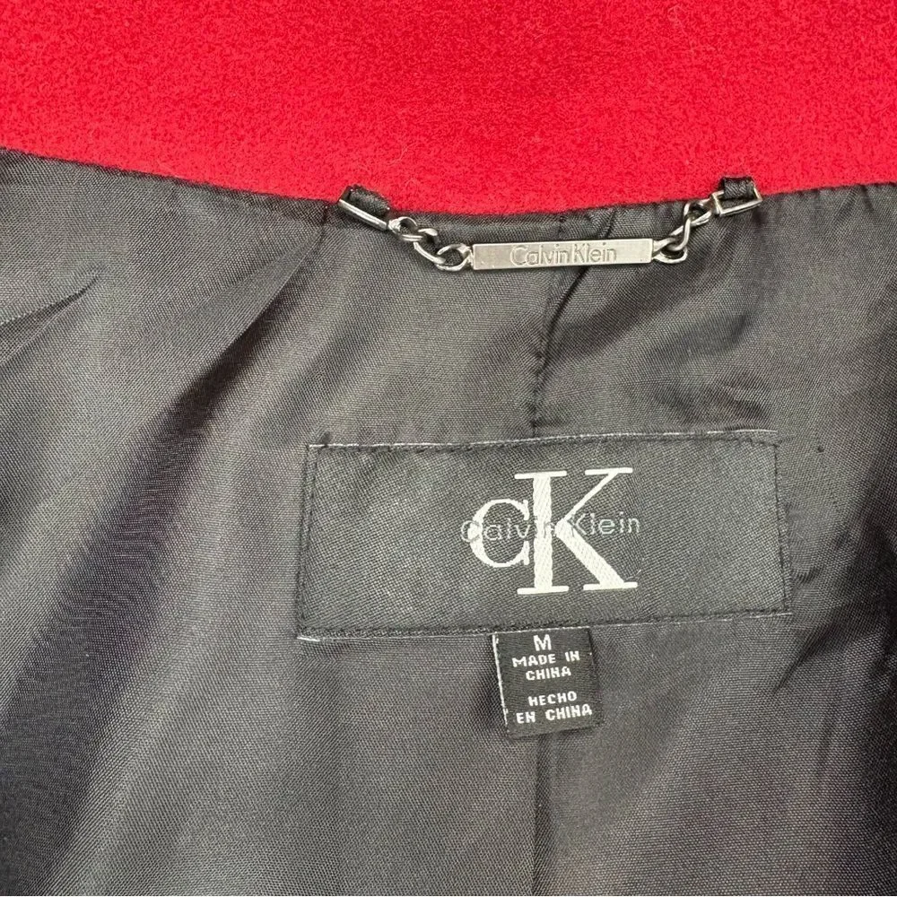 Calvin Klein Red Wool and Cashmere Coat with Zipper Front. Size M. Great Cond!!